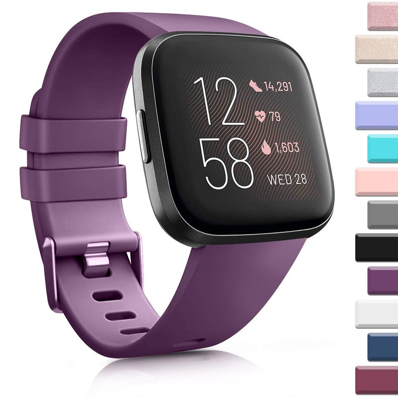 AK Sports Bands - Soft Elastomer Multi-colors Replacement Wristbands for Fitbit Versa 2 Smart Watch (Purple, Small) - Image 1